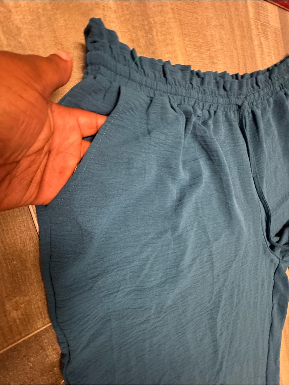4XL Women’s Teal Wide Leg Capri Pants Drawstring Elastic Waist Boho Hippie Y2K - Picture 11 of 11
